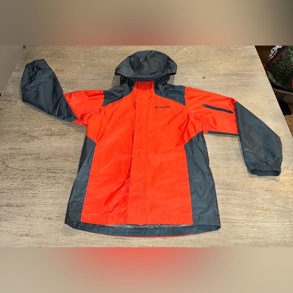 Columbia Kids' Orange and Gray spring rain Jacket, size 10/12 - Picture 2 of 8